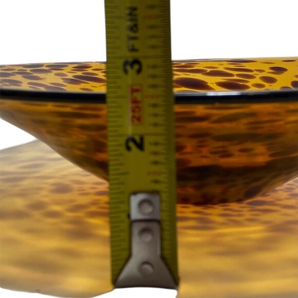 Tortoise Shell Art Glass Centerpiece Bowl Large Handblown MCM 11" - Picture 5 of 5